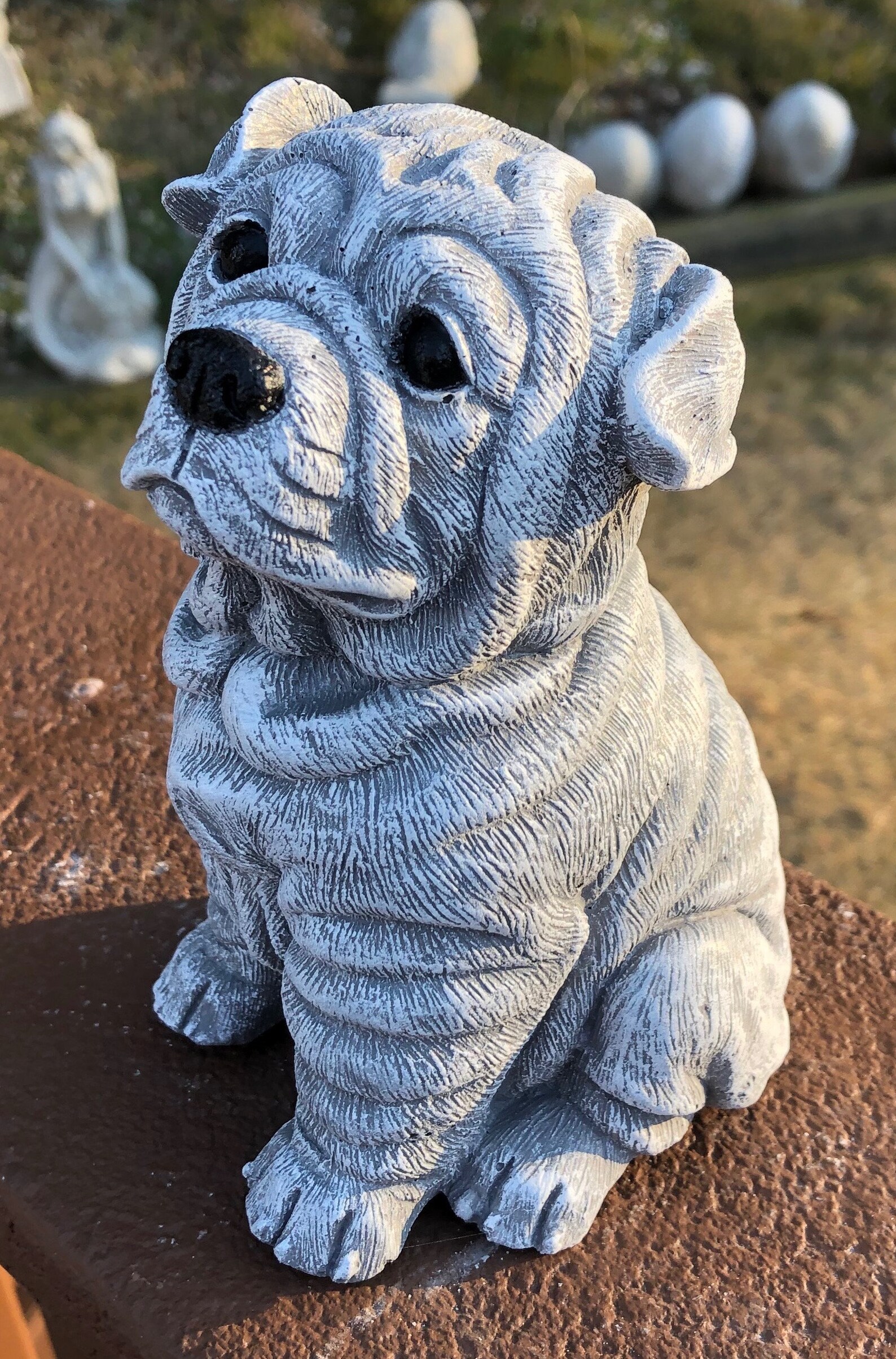 Concrete Sharpei Dog Statue Cement Dog Garden Figure Etsy
