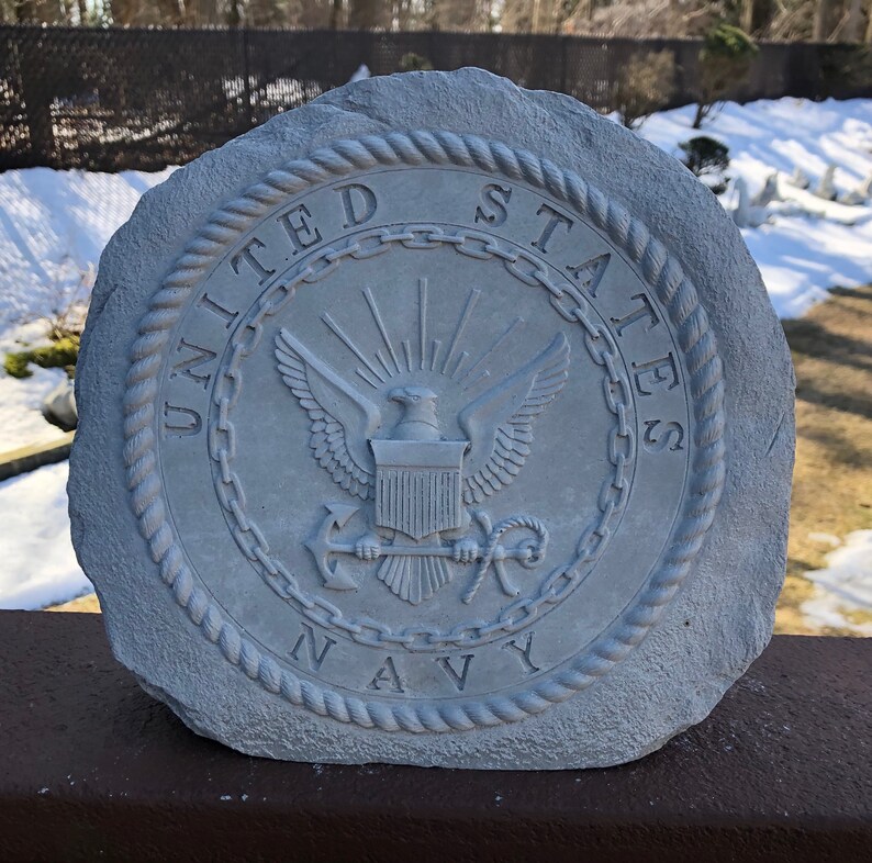 United States Navy Garden Stone Concrete Navy Stone Cement Etsy