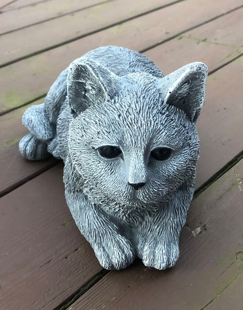 Cement Cat Statue Concrete Cat Figure Garden Statues Etsy