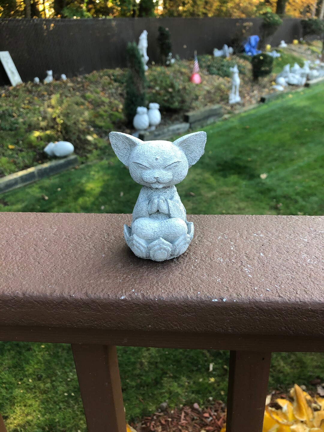 Cement Cat Statue, Buddha Cat Statue, Feng Shui Cat, Zen Japanese Jizo