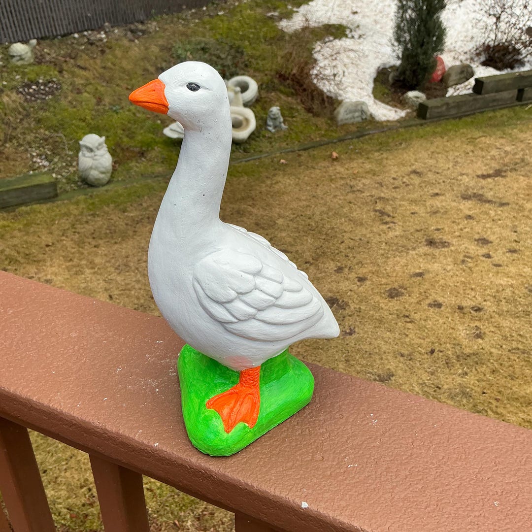 Painted Cement Goose Statue, 10'' Garden Decor - Etsy