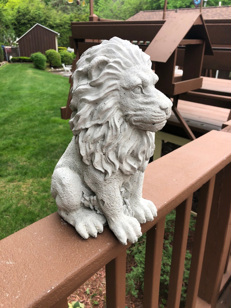 Lion Statue Concrete Lion Cement Garden Statue Home Decor Etsy