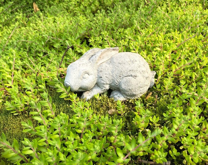 Concrete Rabbit Statue, Cute Cement Bunny Garden Figure, Concrete
