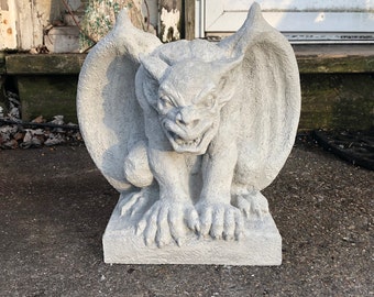 Gomorrah the Gothic Gargoyle Statue, Cement Gargoyle, Garden Decor, Concrete Gargoyle, Winged Creature, Gothic Protection Figure