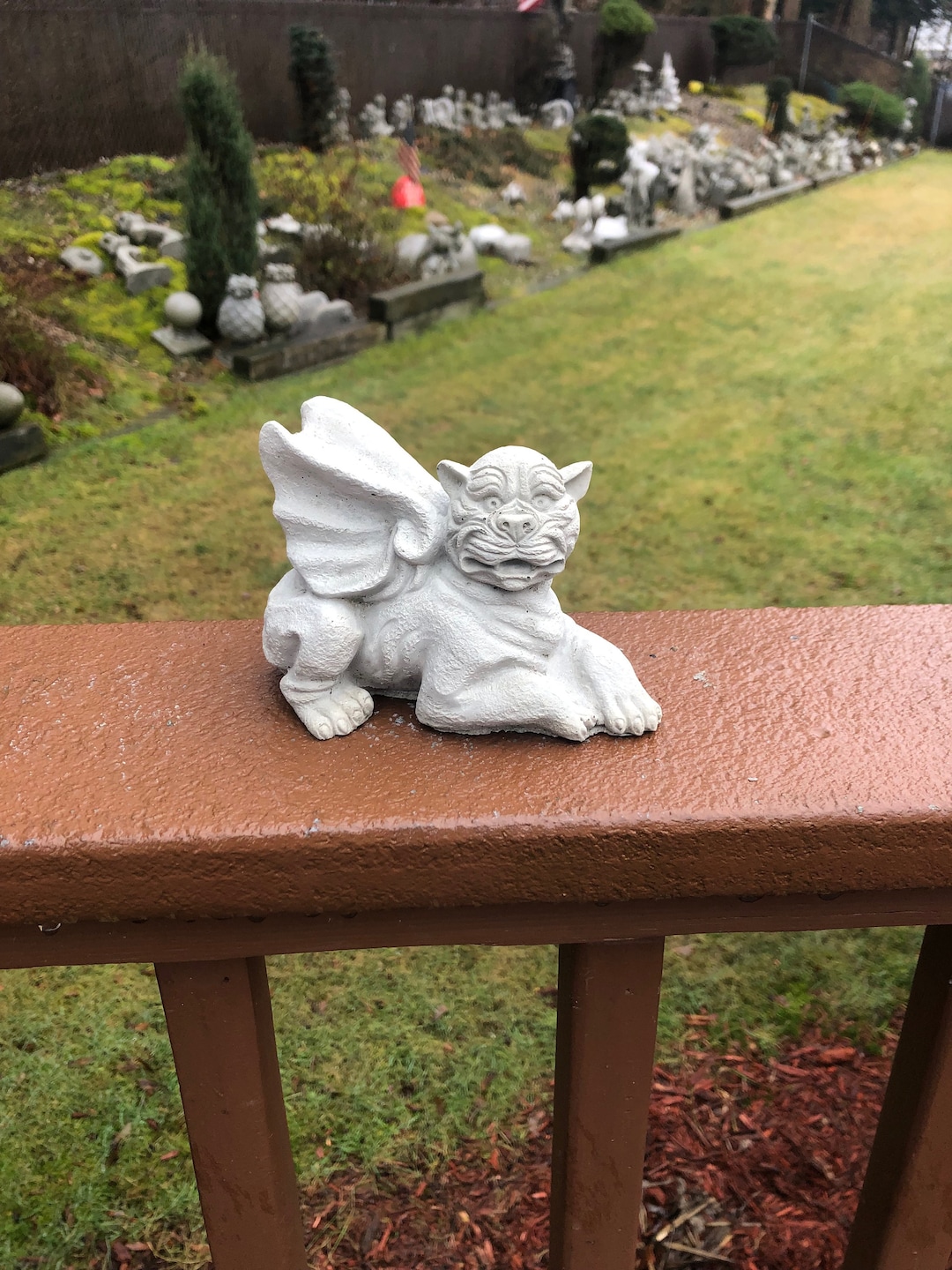 Cement Gargoyle, Garden Decor, Concrete Gargoyle, Garden Statue, Winged ...
