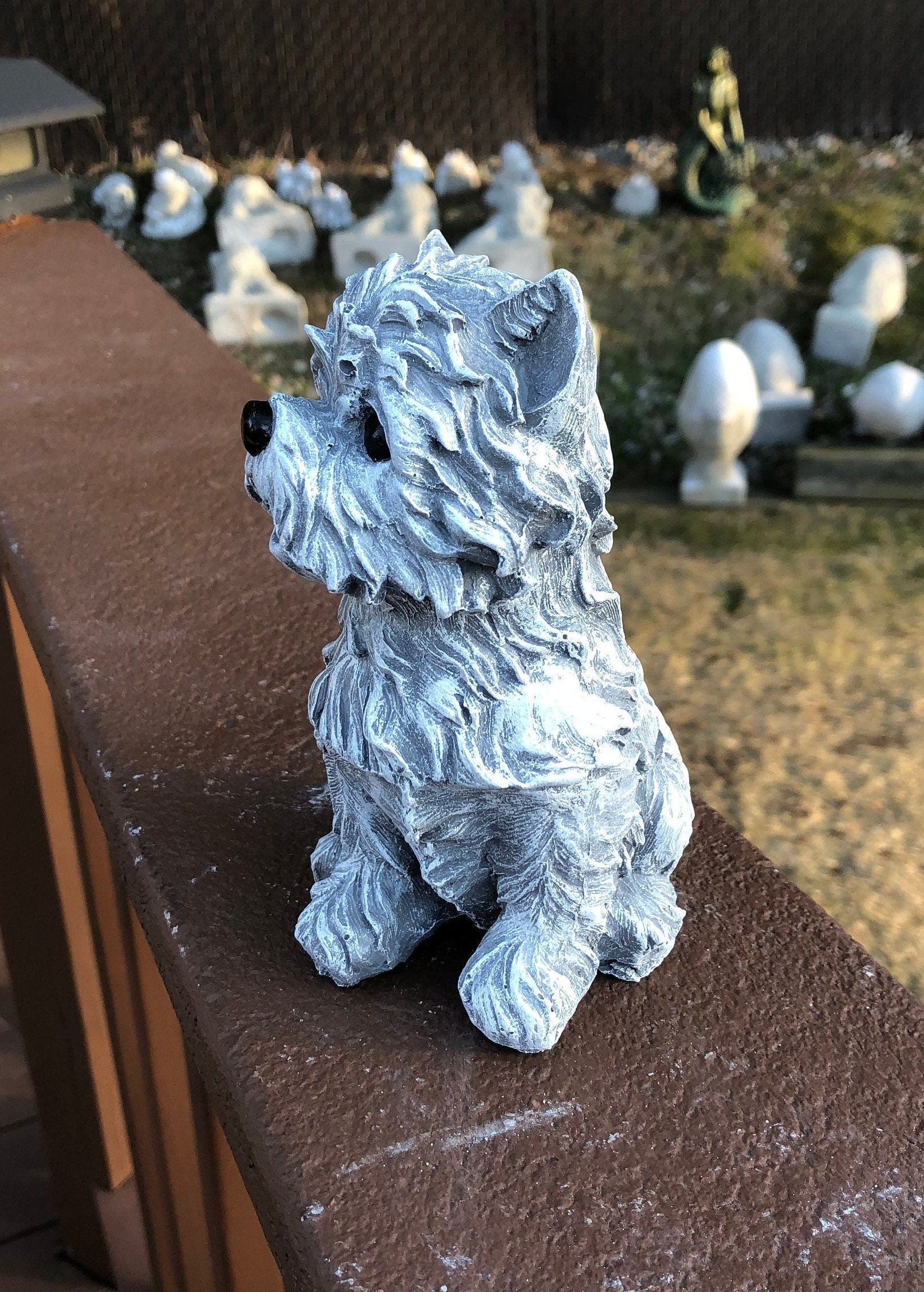 Westie Dog Statue Concrete Westie Cement Dog Statues Toy Etsy