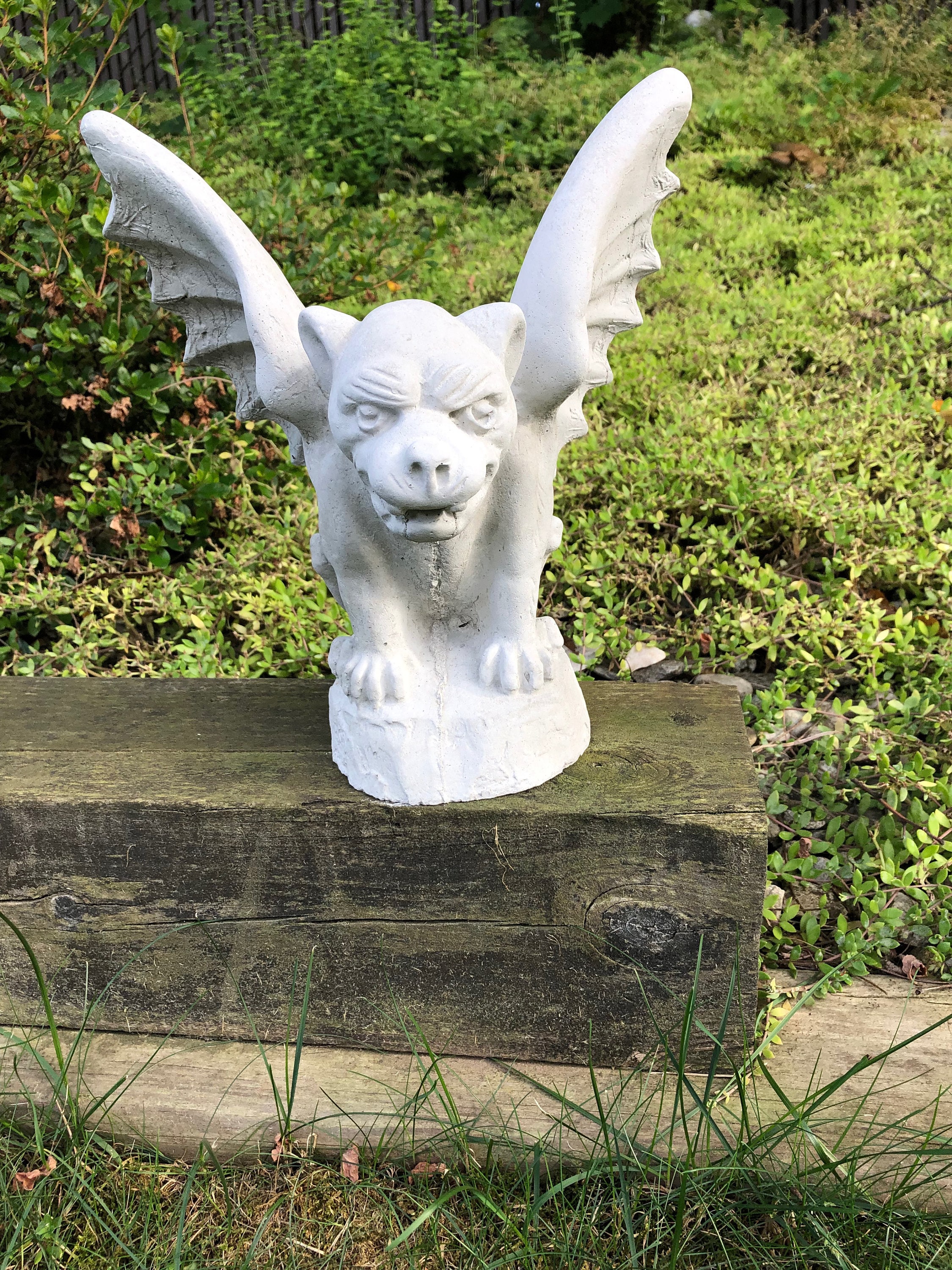 Concrete Gargoyle Statue, Gothic Garden Decor, Winged Protection Figure ...