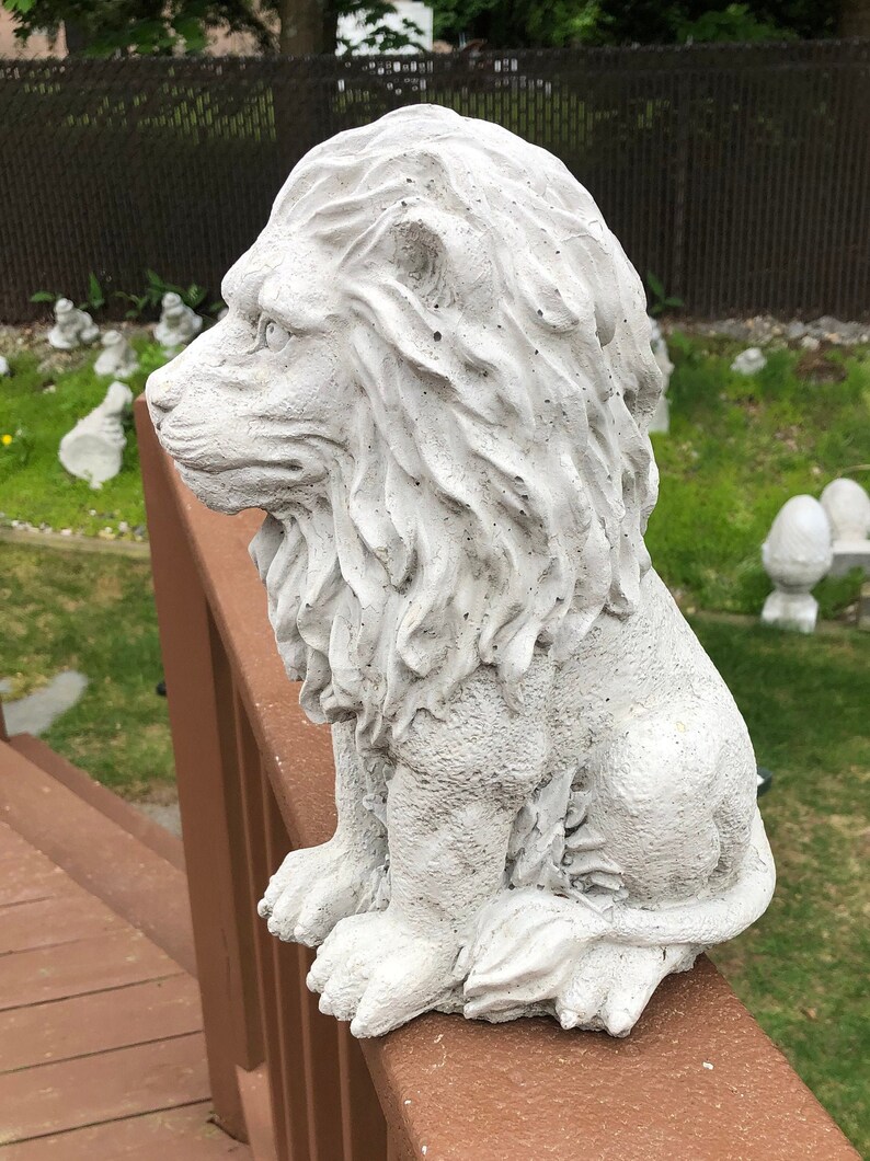 Lion Statue Concrete Lion Cement Garden Statue Home Decor Etsy