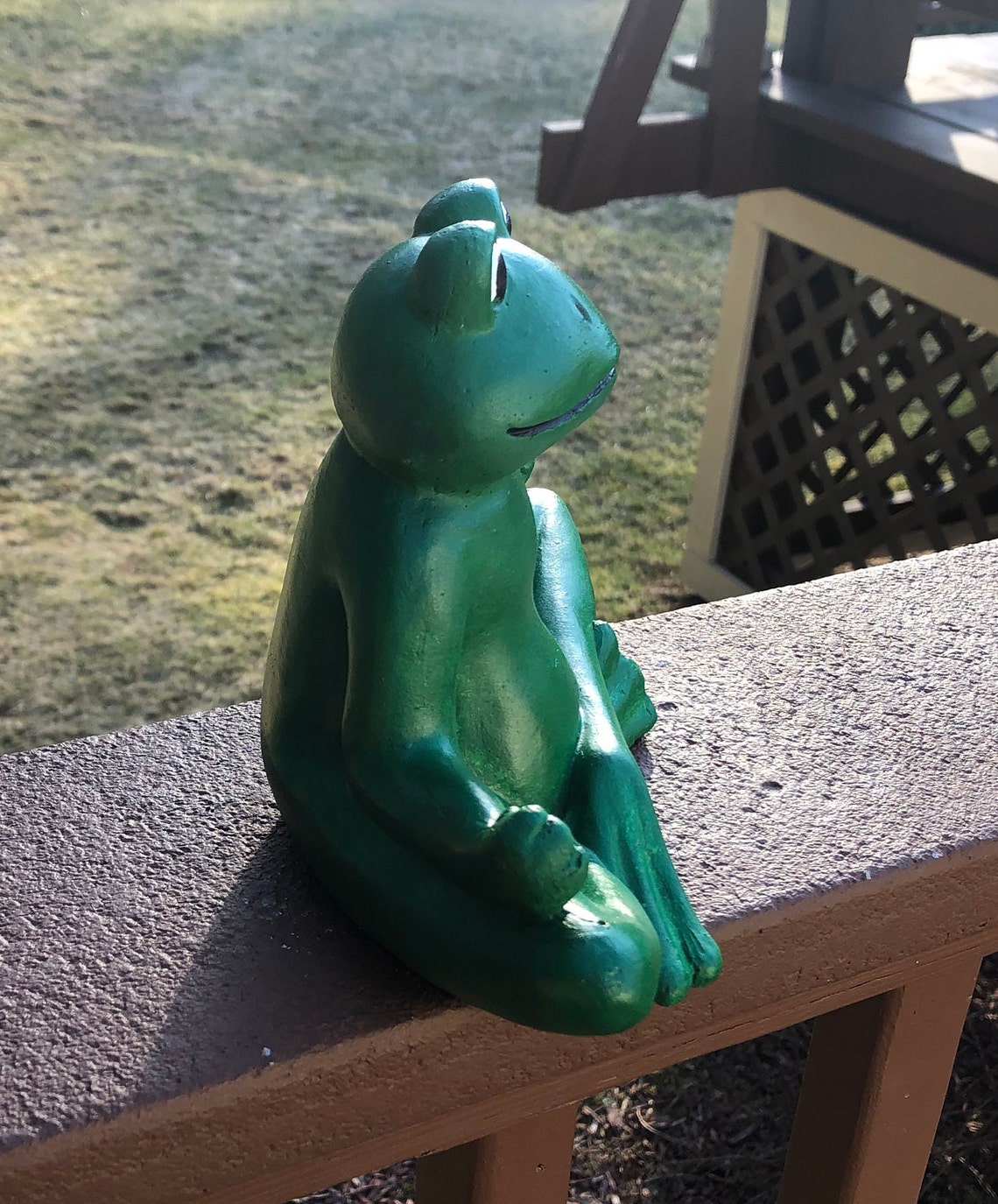 Frog Statue Concrete Meditating Frog Buddha Statue Zen Etsy