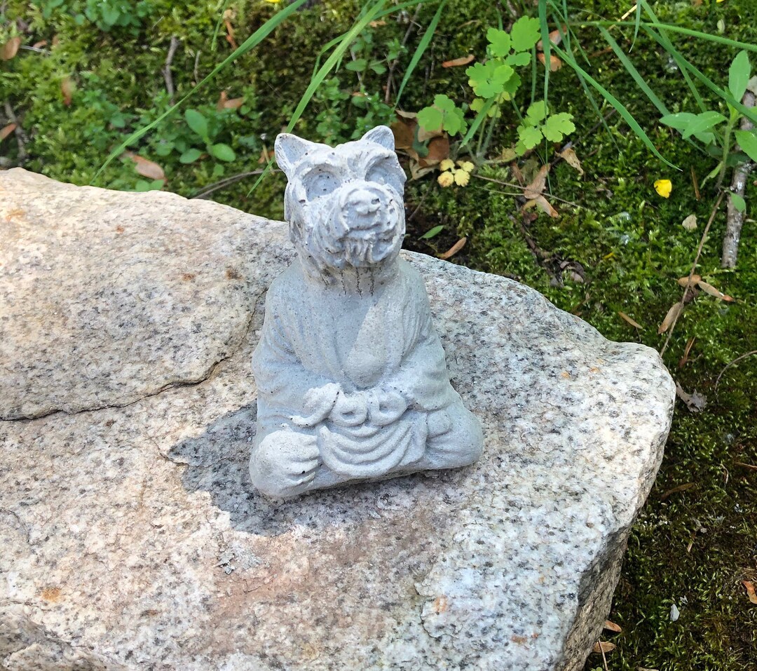 Cement Terrier Dog Buddha, Meditating Terrier Dog, Concrete Dog Buddhas