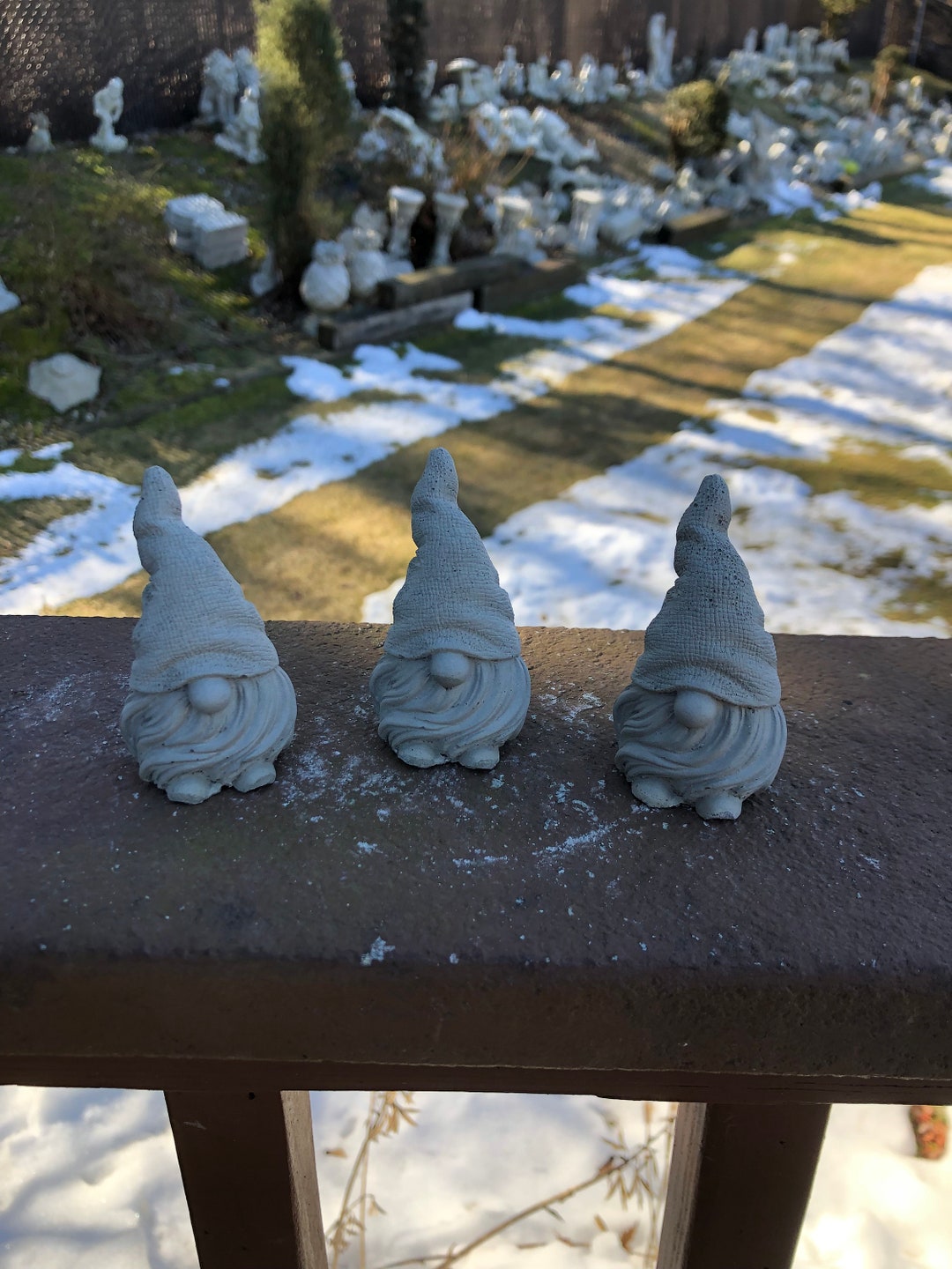 Cement Garden Gnomes, Small Gnome Statues, Concrete Gnome Garden Decor