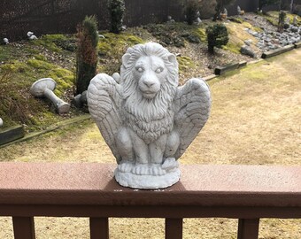 Winged Lion Statue, Concrete Lion With Wings, Lion Gargoyle, Cement Lion, Lawn Garden Decor, Concrete Animal