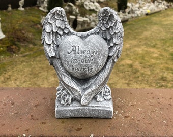 Concrete Heart Statue, Cement Always In Our Hearts Statue, Garden Decor,  Small Garden Memorial, Home Decor, Yard Decor