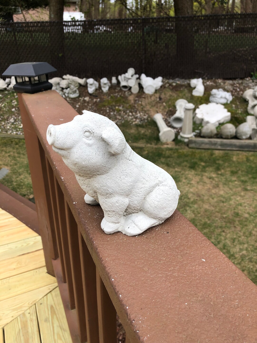 Pig Statue Concrete Pig Cement Sitting Pig Garden Statues Etsy