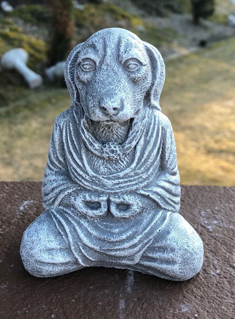 Cement Dog Buddha Meditating Dog Concrete Dog Buddhas Etsy