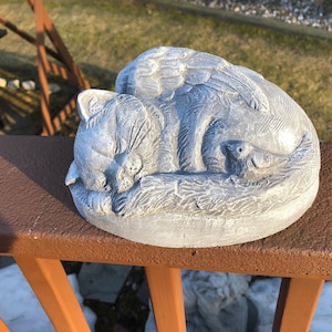 Angel Cat, Pet Memorial Statue, Concrete Cat Figure, Cat With Angle Wings, Garden Decor Cement