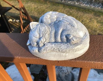 Angel Cat, Pet Memorial Statue, Concrete Cat Figure, Cat With Angle Wings, Garden Decor Cement