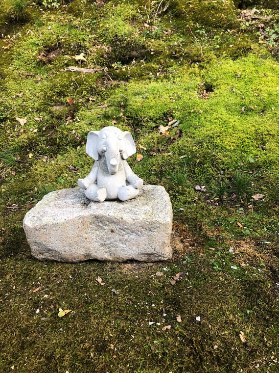 Concrete Tating Elephant Statue Zen Cement Garden Decor Spiritual