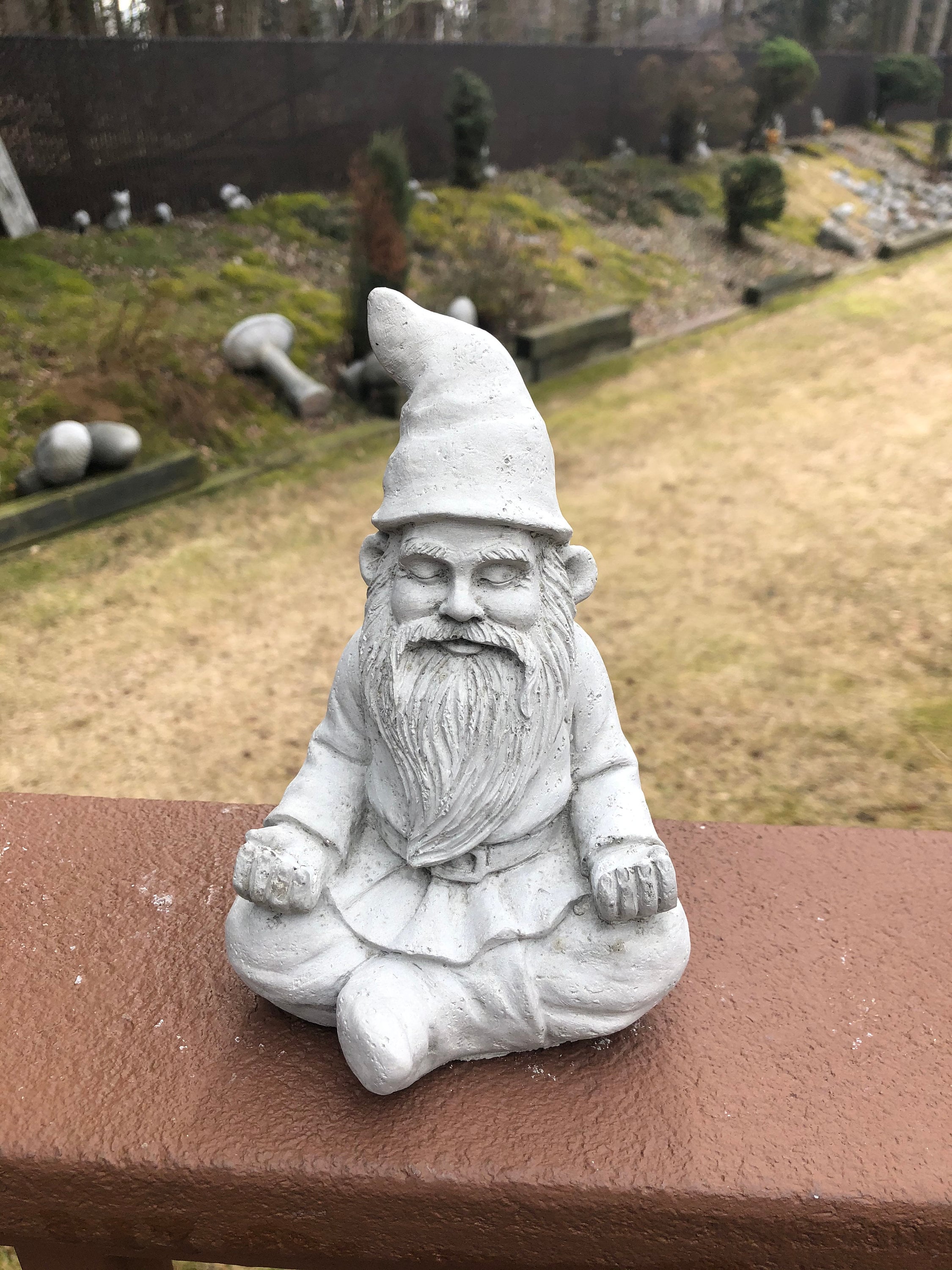 Zen Gnome Concrete Gnome Statue Meditating Gnome Garden Etsy