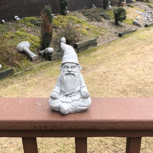 Zen Gnome, Concrete Gnome Statue, Meditating Gnome, Garden Decor, Traditional Gnomes,  Gnome Statue