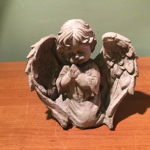 Praying Cherub Garden Statue, Cement Baby Angel Outdoor Indoor, Yard Garden, Home Decor, Concrete Kneeling Praying Boy Angel
