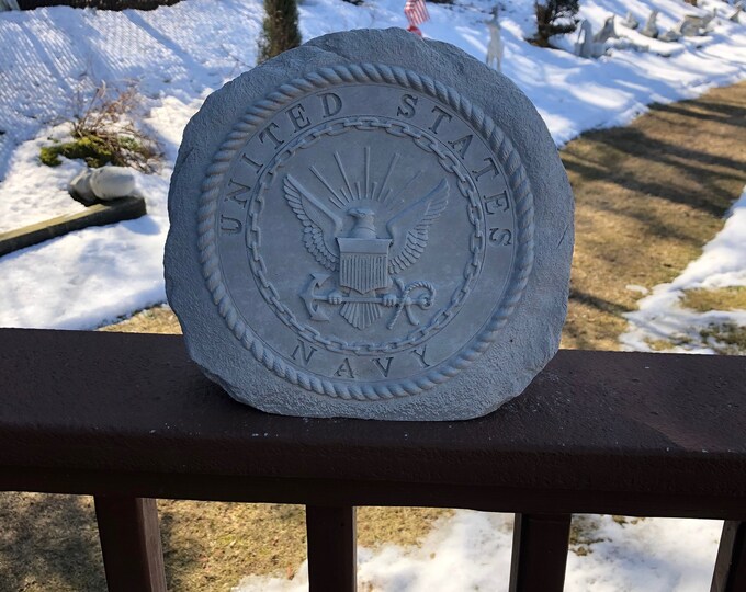 United States Navy Garden Stone, Concrete Navy Stone, Cement Garden