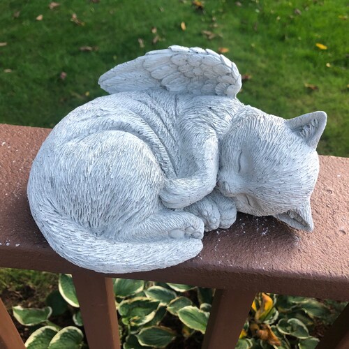 Cat Angel Statue Pet Cat Memorial Concrete Cat Statues Etsy