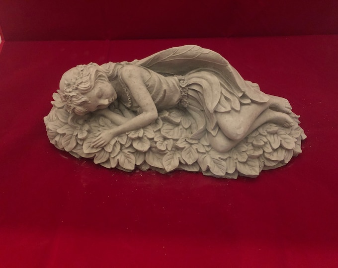 Cement Laying Fairy Statue, Concrete Fairy, Fairy Sleeping in Ivy Statue, Garden Decor, Home