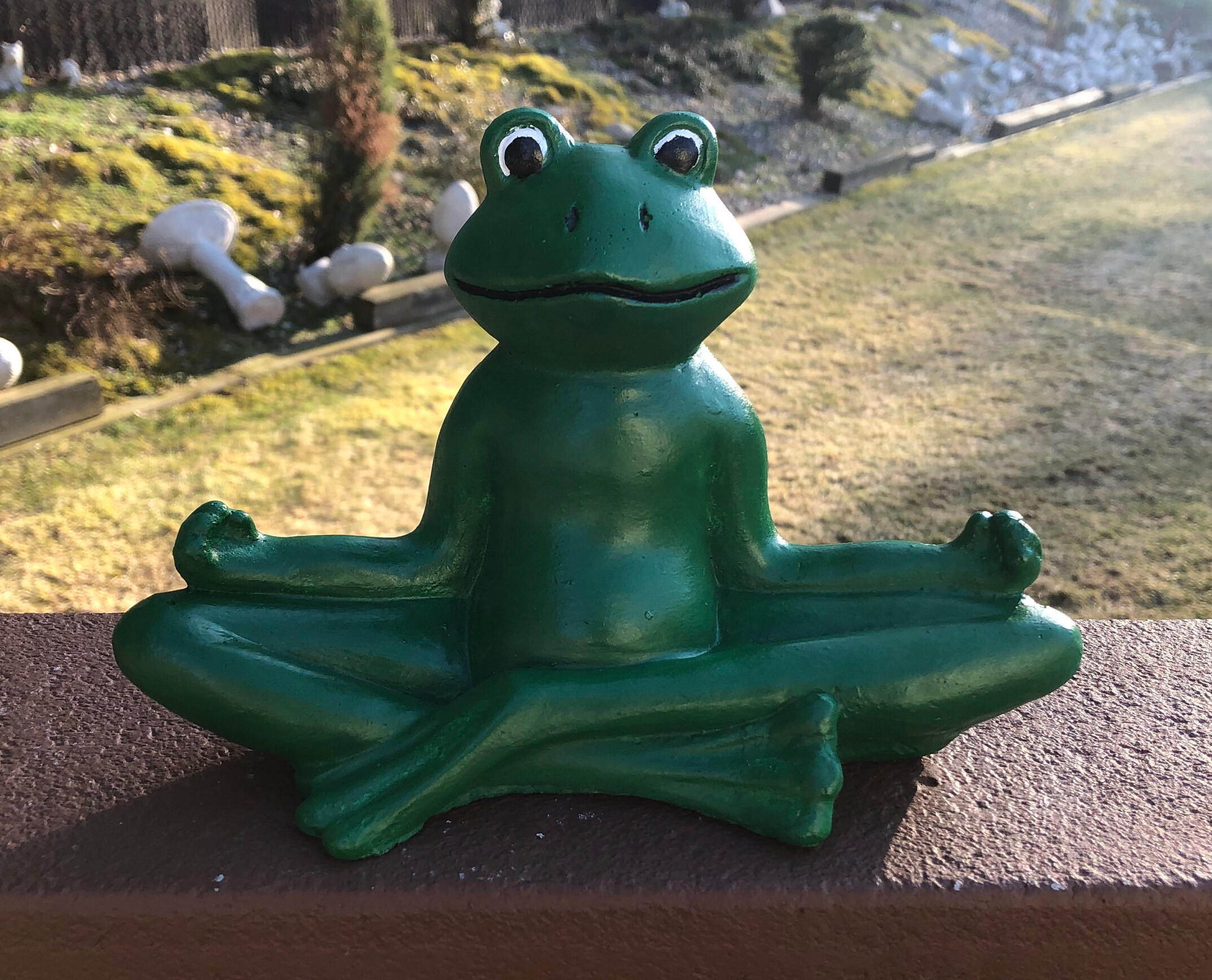 Frog Statue Concrete Meditating Frog Buddha Statue Zen Etsy