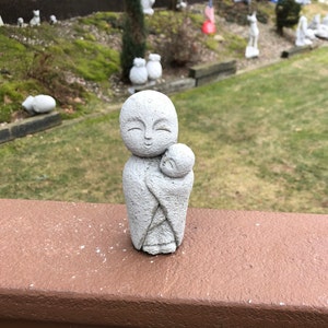 Concrete Jizo Statue, Jizo Monk Buddha, Small Buddha 5'' Tall, Buddhist Protector of Children, Jizo Figure, Home Decor