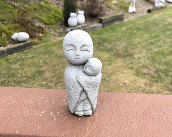 Concrete Jizo Statue, Jizo Monk Buddha, Small Buddha 5'' Tall, Buddhist Protector of Children, Jizo Figure, Home Decor