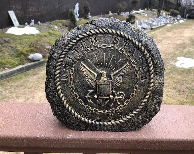 United States Navy Garden Stone, Concrete Navy Stone, Cement Garden