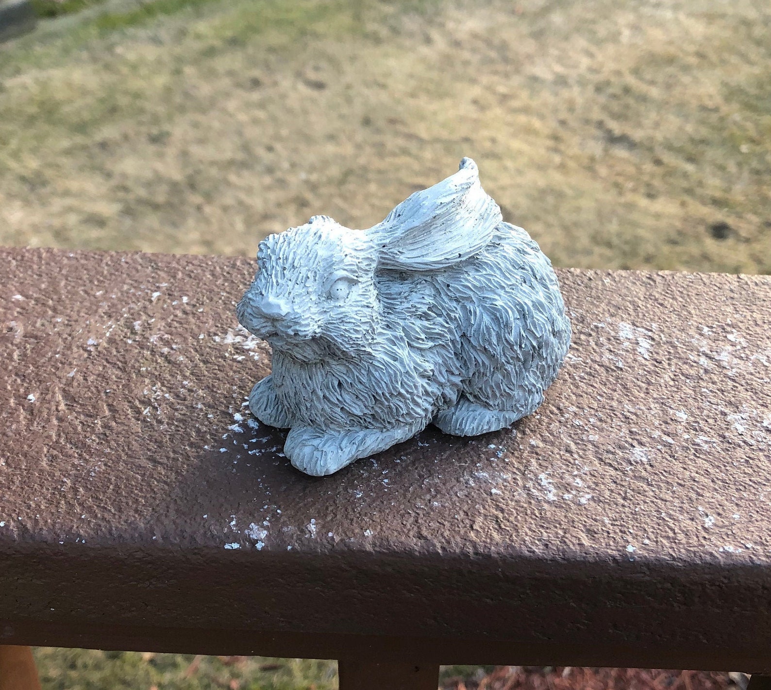 Concrete Rabbit Statue Cute Cement Bunny Garden Figure Etsy