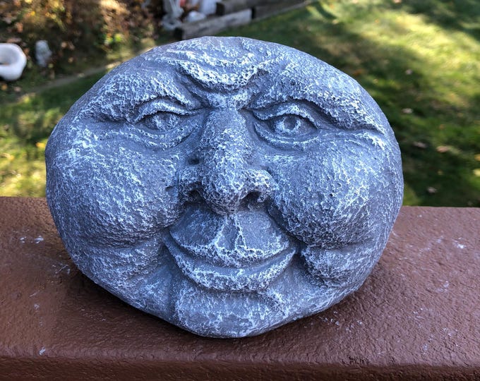 Cement Garden Rock Face, Concrete Garden Face, Smiling Face, Rocks With ...