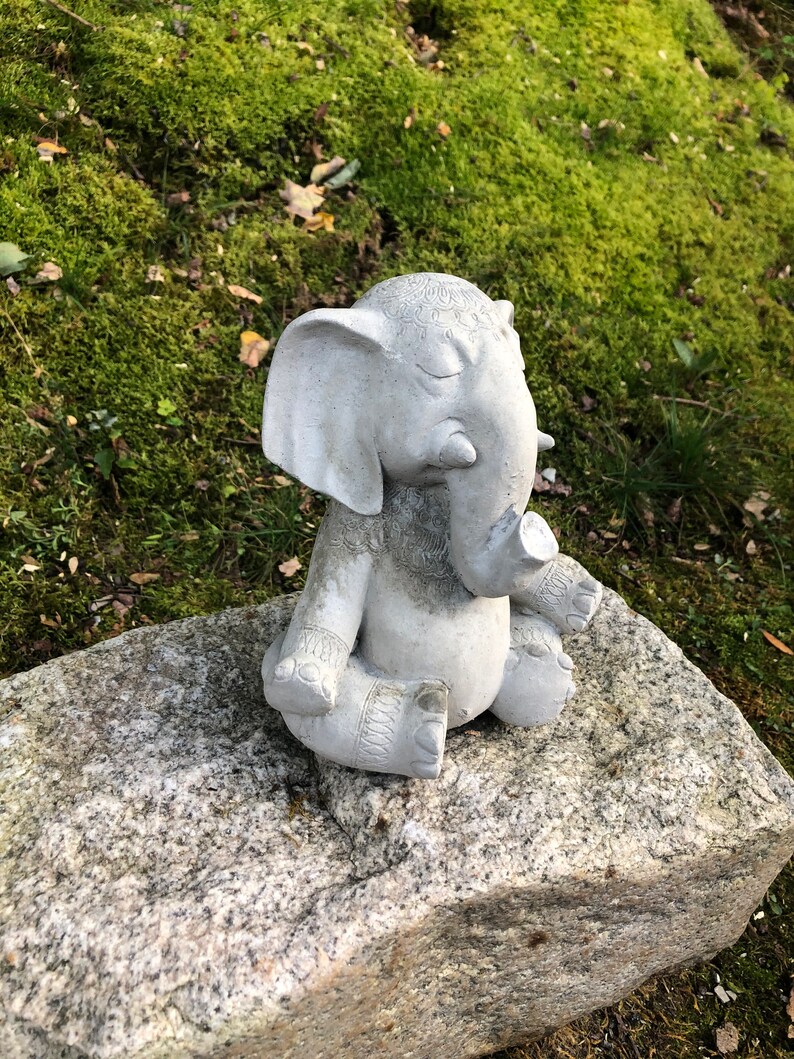 Concrete Meditating Elephant Statue Zen Cement Elephant Etsy