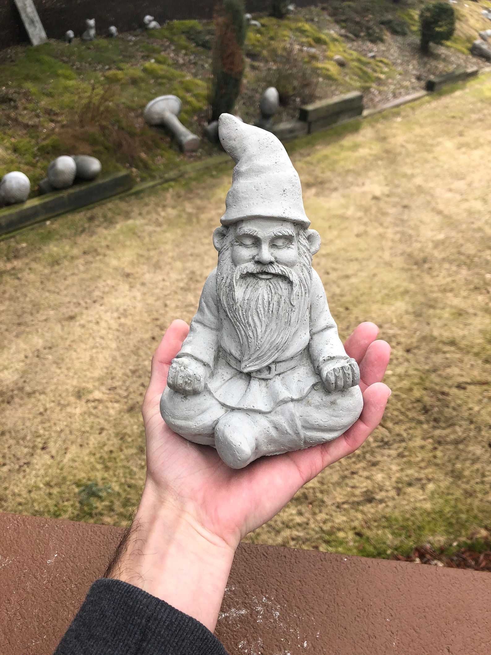 Zen Gnome Concrete Gnome Statue Meditating Gnome Garden Etsy