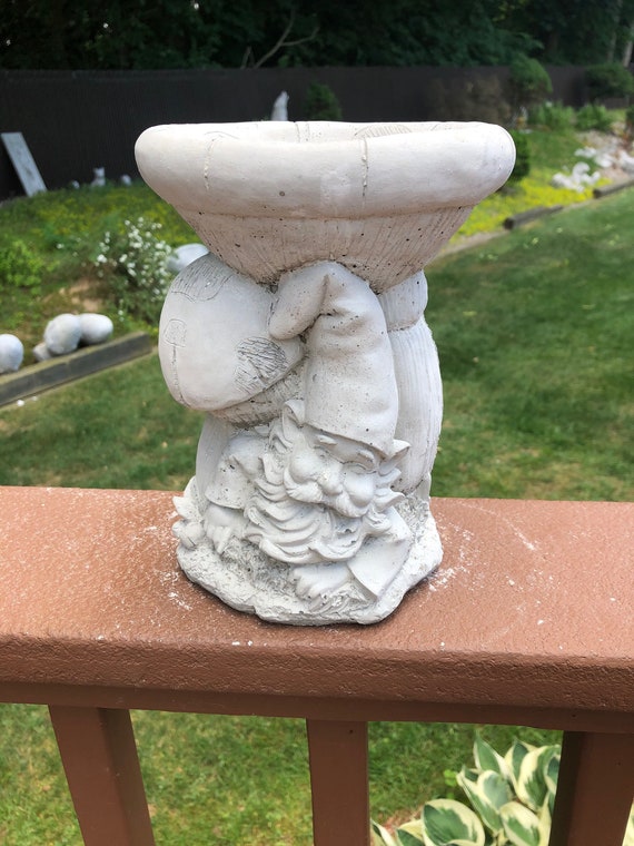 Stone Garden See Hear Speak No Evil Rabbit Bird Bath Feeder 