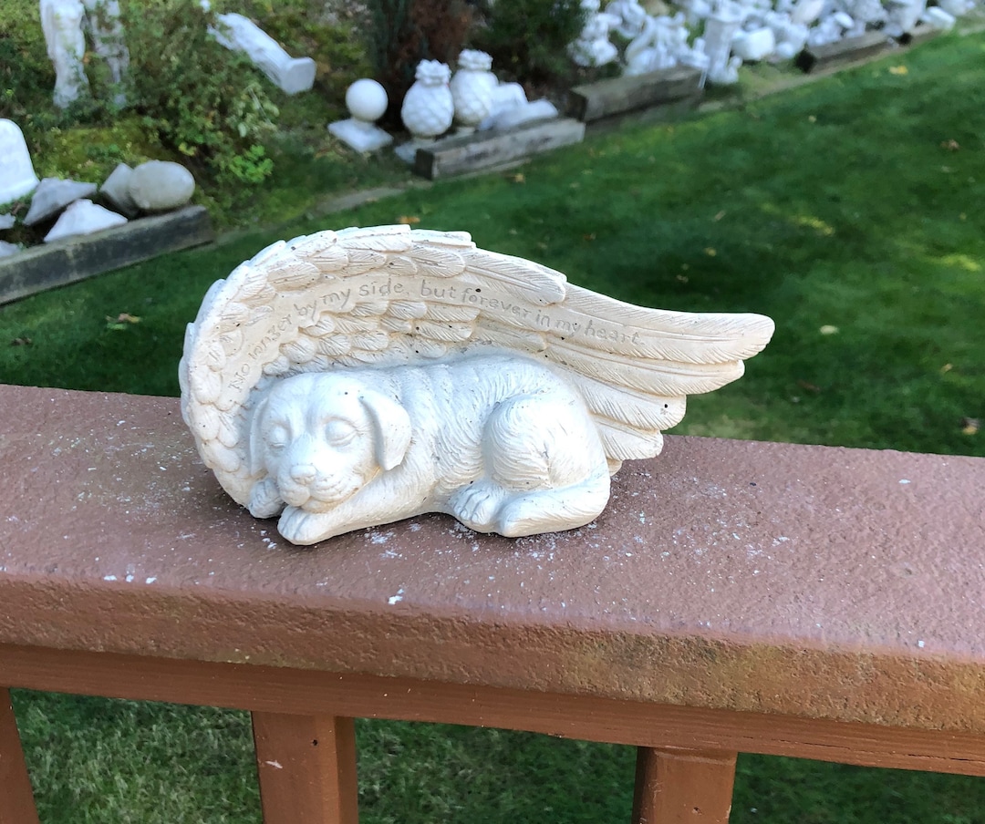 Concrete Angel Dog Statue Memorial or Grave Marker Cement Etsy