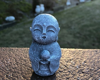 Concrete Zen Japanese Jizo Statue, Jizo Monk Buddha, Small