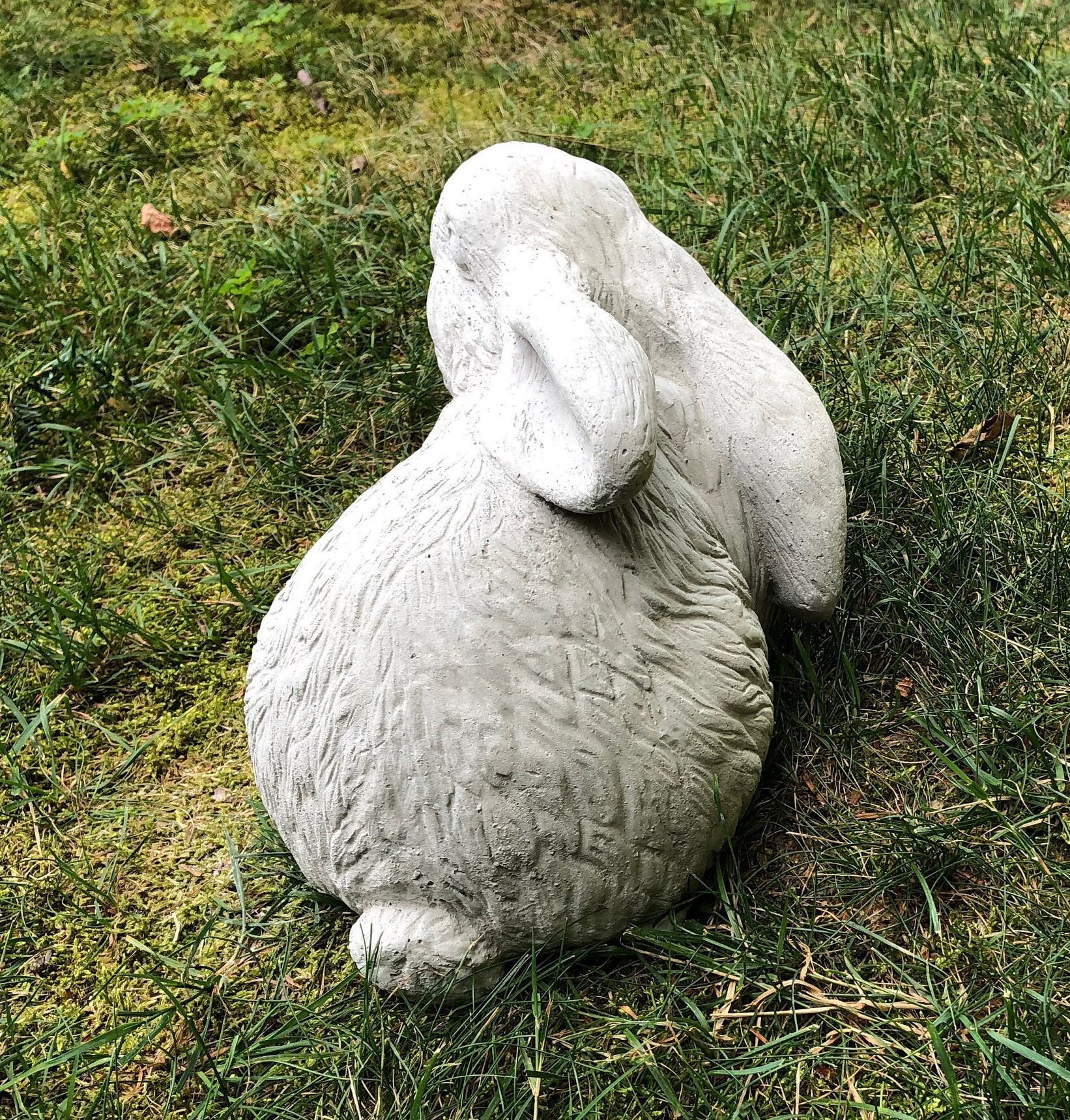 Hand Poured Concrete Rabbit Statue, Cement Bunny Garden Figure, Outdoor ...