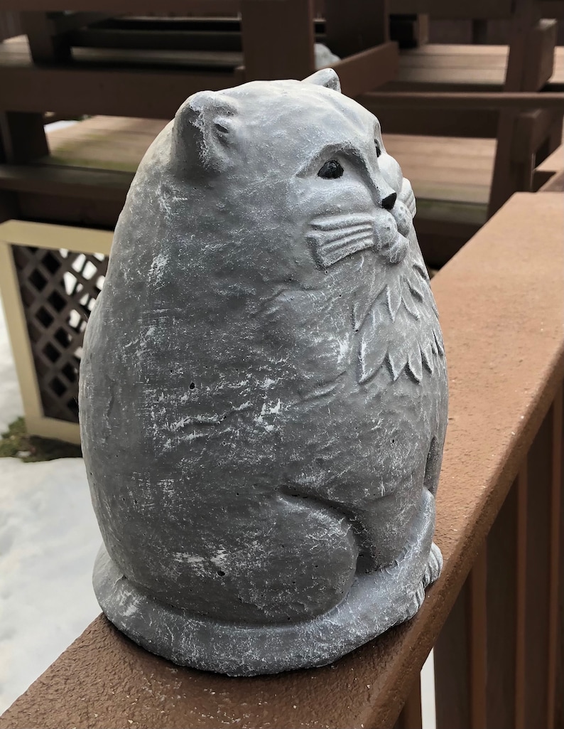 Cement Cat Statue Concrete Cat Figure Large Cat Garden Etsy
