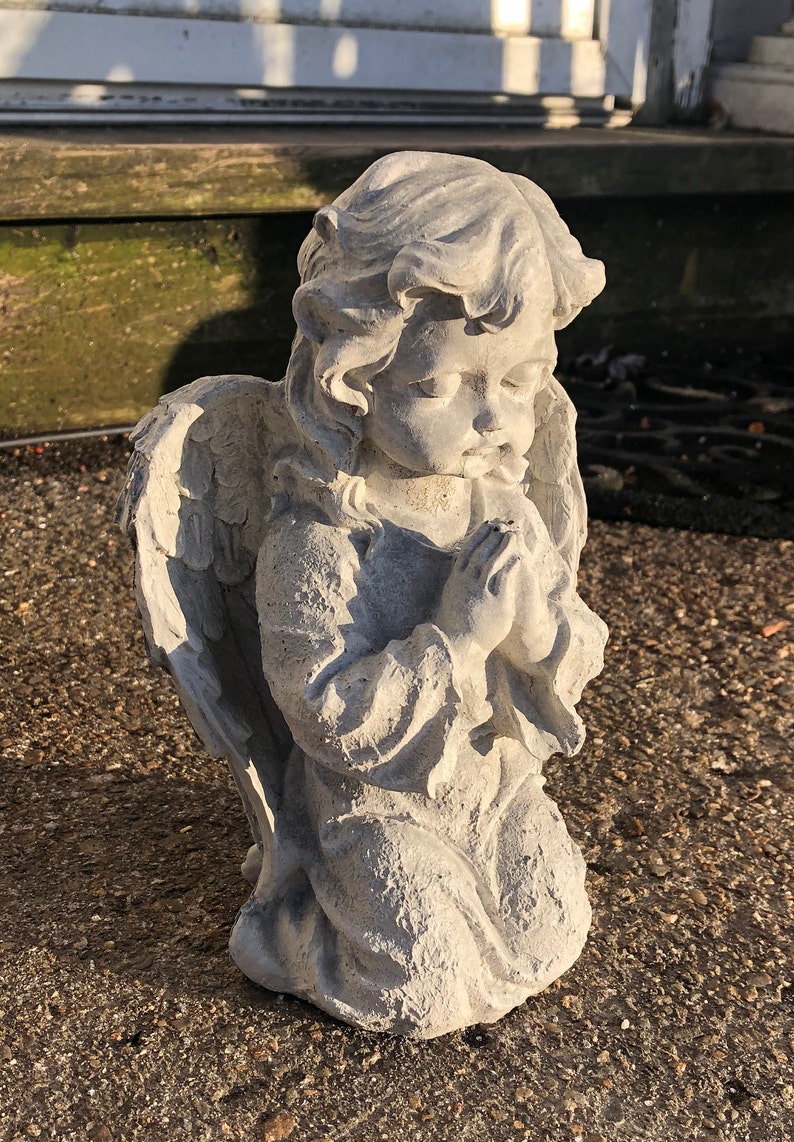 Angel Statue Concrete Kneeling Praying Girl Angel Statue Etsy
