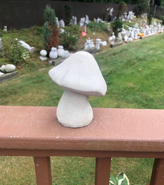 Concrete Mushroom Statue, Hand-Poured Cement Garden Decor