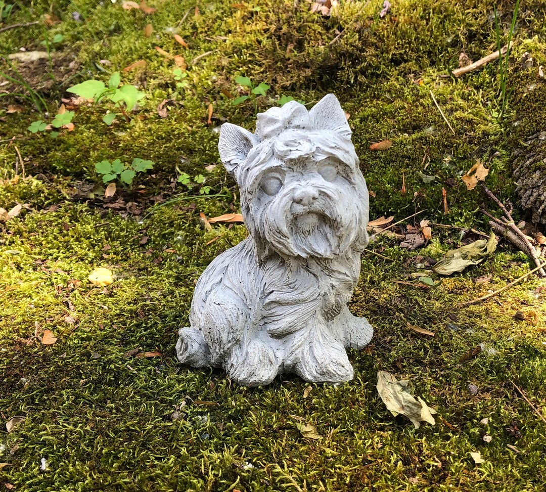 Yorkie Dog Statue, Concrete Yorkie , Cement Dog Statues, Toy Dog