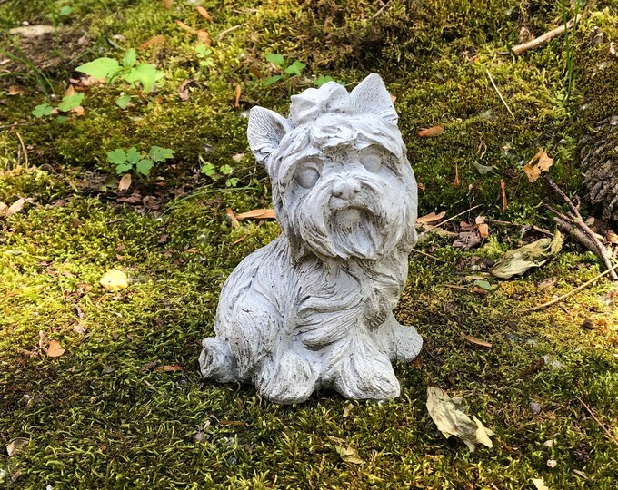 Yorkie Dog Statue, Concrete Yorkie , Cement Dog Statues, Toy Dog Statues, Pug Memorial, Garden