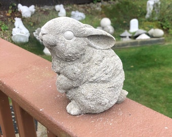 Concrete Rabbit Statue, Cute Cement Bunny Garden Figure, Concrete Garden Statue, Garden Decor, Cute Rabbit