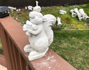 Squirrel Statue, Concrete Squirrel, Squirrel with nuts Figure,  Home Decor, Garden Decor