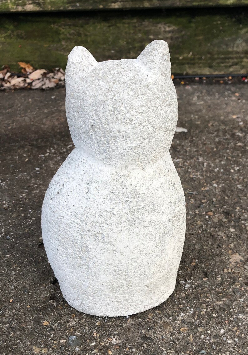 Cement Cat Statue Contemporary Concrete Sitting Cat Figure Etsy