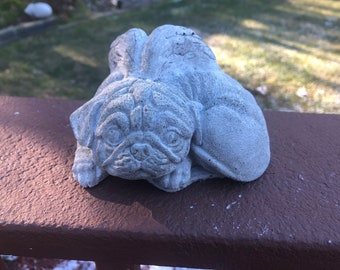 Pug Dog Angel Statue, Concrete Pug, Cement Angel Dog Statues, Toy Dog Statues, Pug Memorial, Garden Decor, Pug Statue