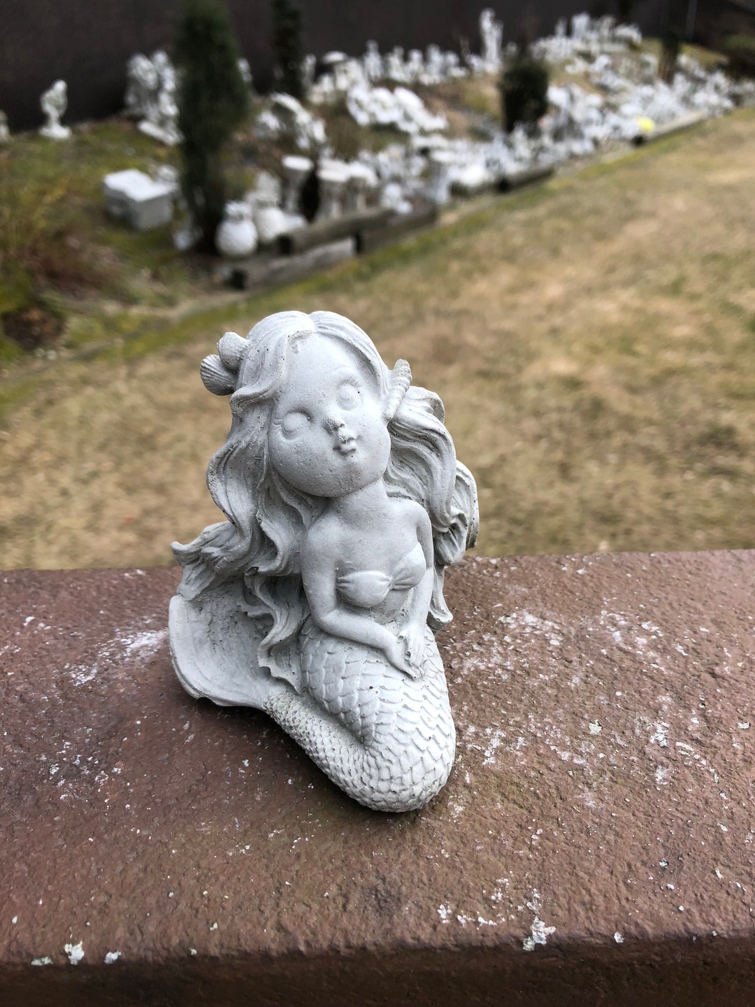 Cement Garden Mermaid, Mermaid Statue, Concrete Mermaid , Garden Decor